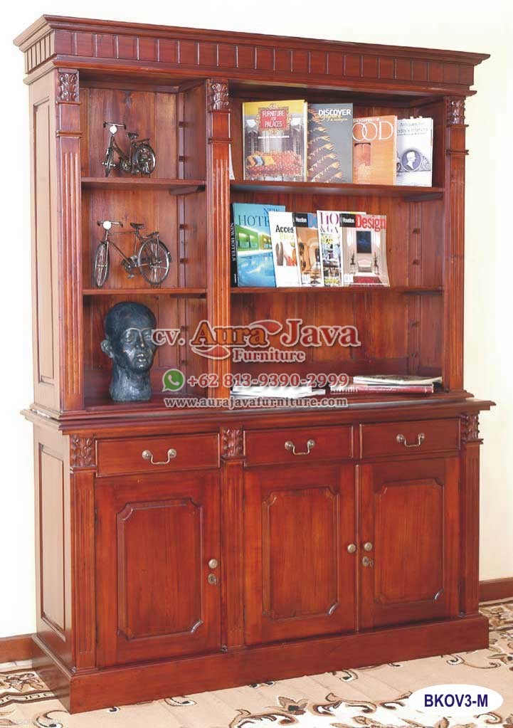 indonesia open bookcase mahogany furniture 012
